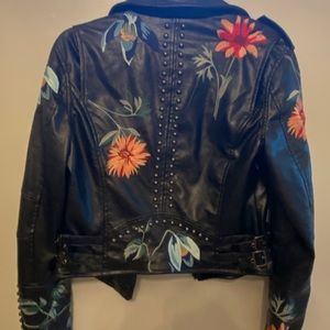 Flower & Stud Leather Jacket